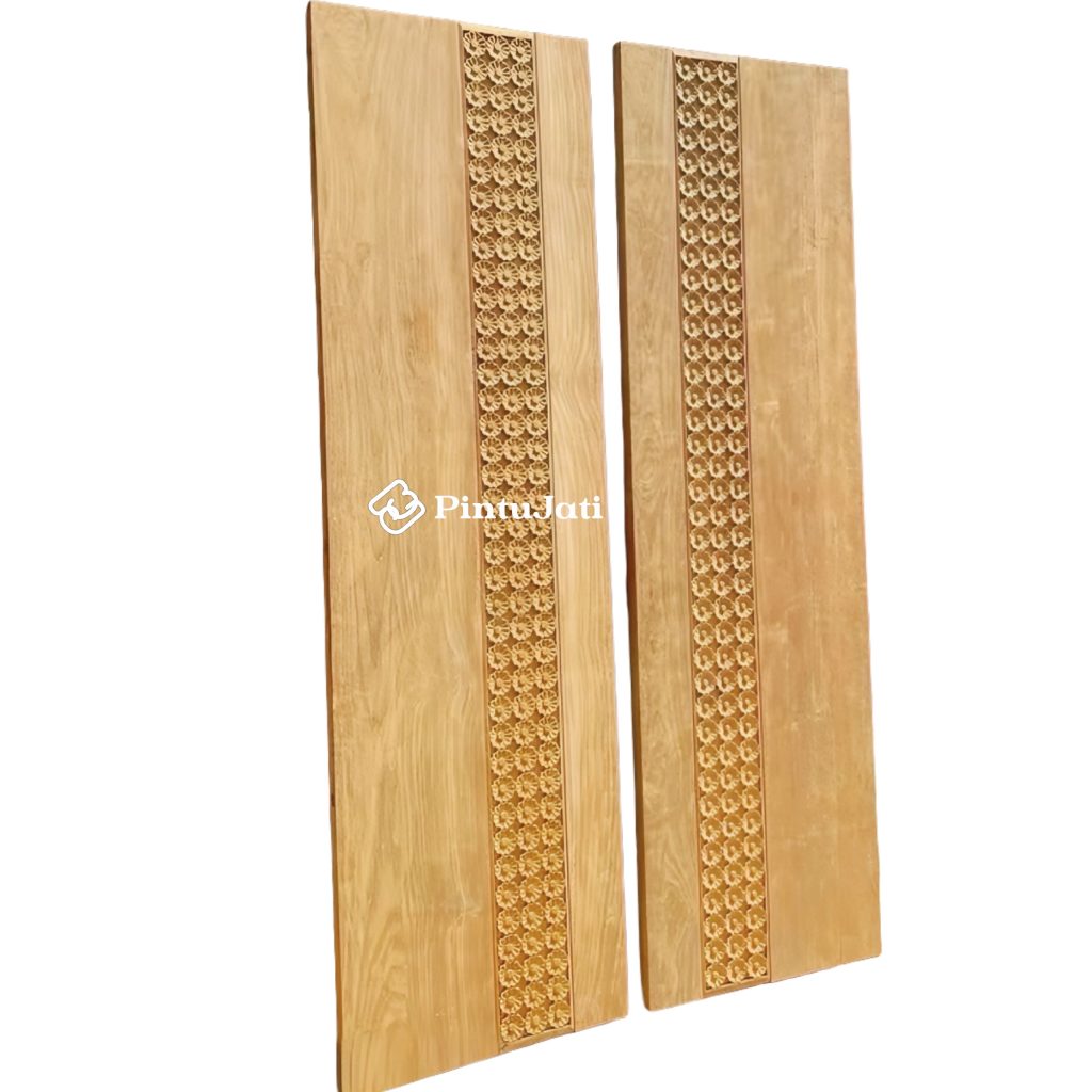 Pintu Utama Jati Blok Model Baru Dengan Ukiran Bunga