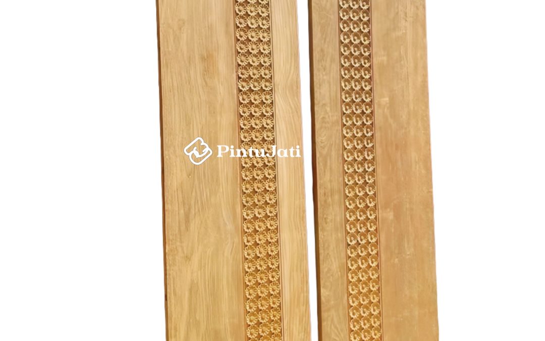 Pintu Kayu Jati Blok Model Baru Ukiran Bunga (PJU-04)