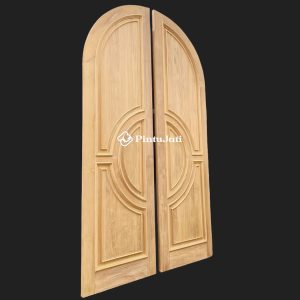 Pintu Utama Minimalis Lengkung Simple Dan Mewah Material Kayu Jati Tua
