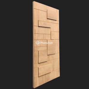 Pintu Utama 1 Daun Minimalis Simple Urat Kayu Jati Super Dengan Pola Estetik Dan Presisi