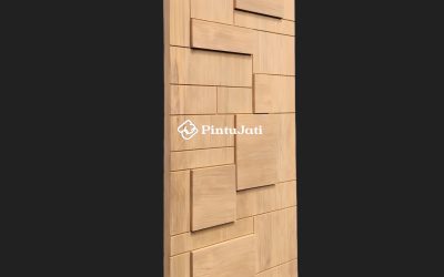 Pintu Utama 1 Daun Minimalis Urat Kayu Jati Super