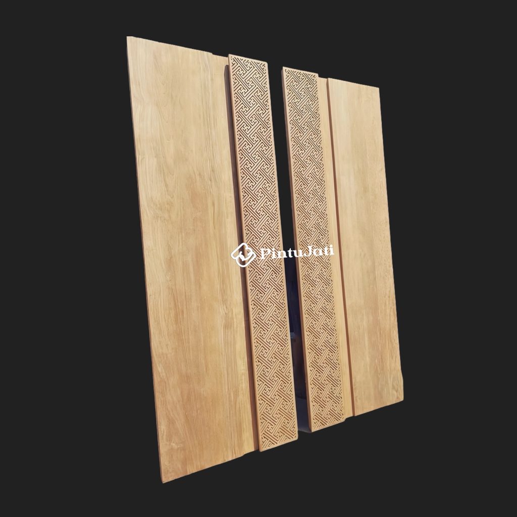 Pintu Depan 2 daun Minimalis Mewah Kayu Jati Ukir Jepara