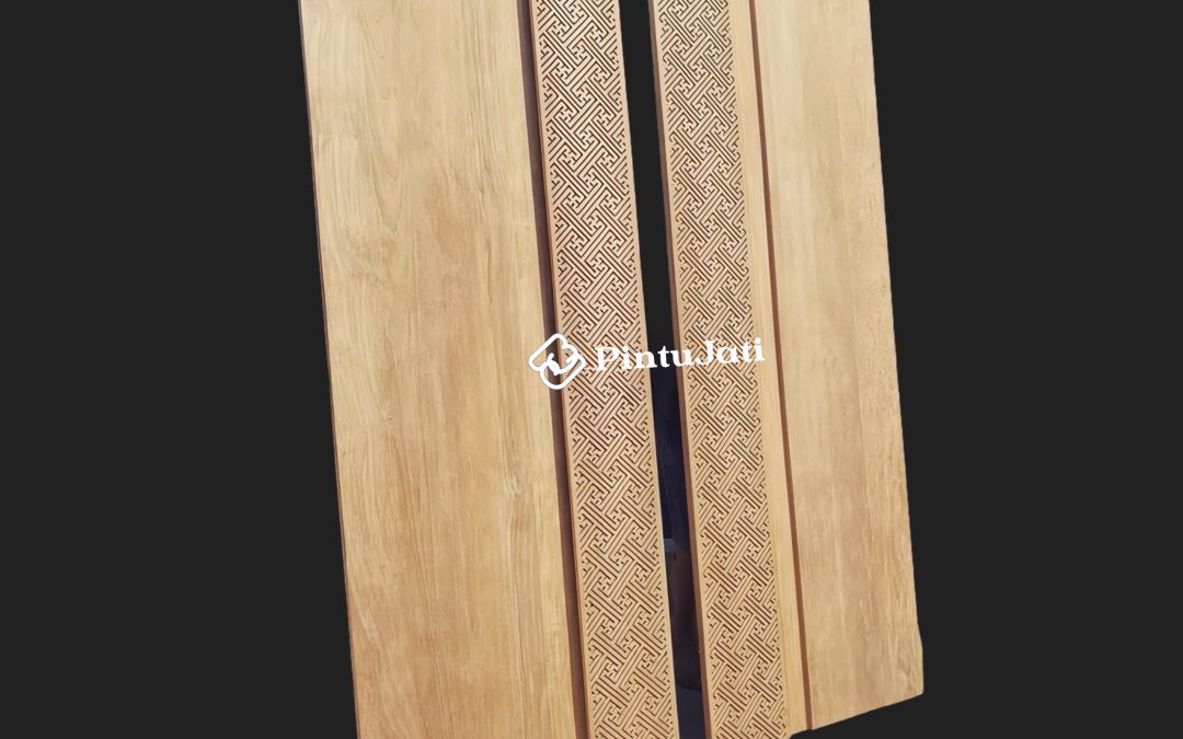 Pintu Depan 2 Daun Minimalis Mewah Kayu Jati Ukir Jepara
