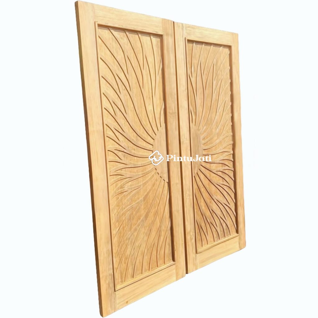 Pintu Utama Ukir Matahari Kayu Jati Premium