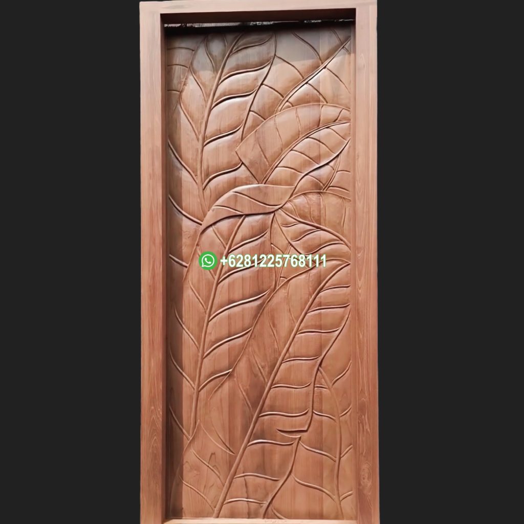 Pintu Kamar Tidur Ukiran Daun Model Terkini