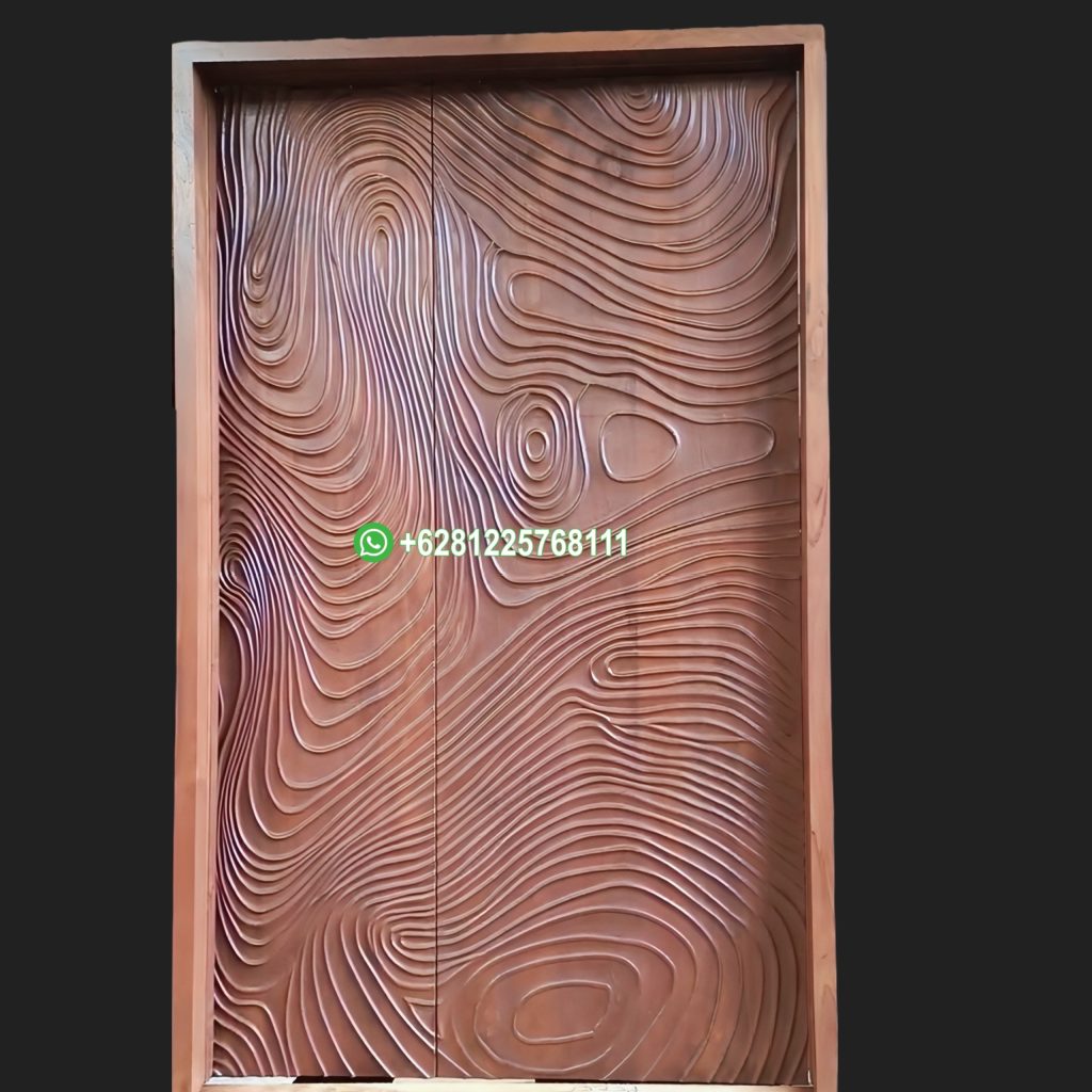 Pintu Utama Antikan Ukiran Unik Dan Estetik Motf Serat Kayu Jati