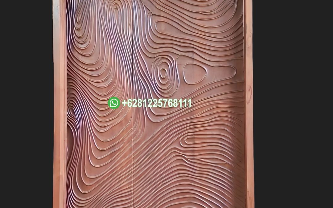 Pintu Utama Antikan Ukiran Unik Dan Estetik Motif Serat Kayu Jati
