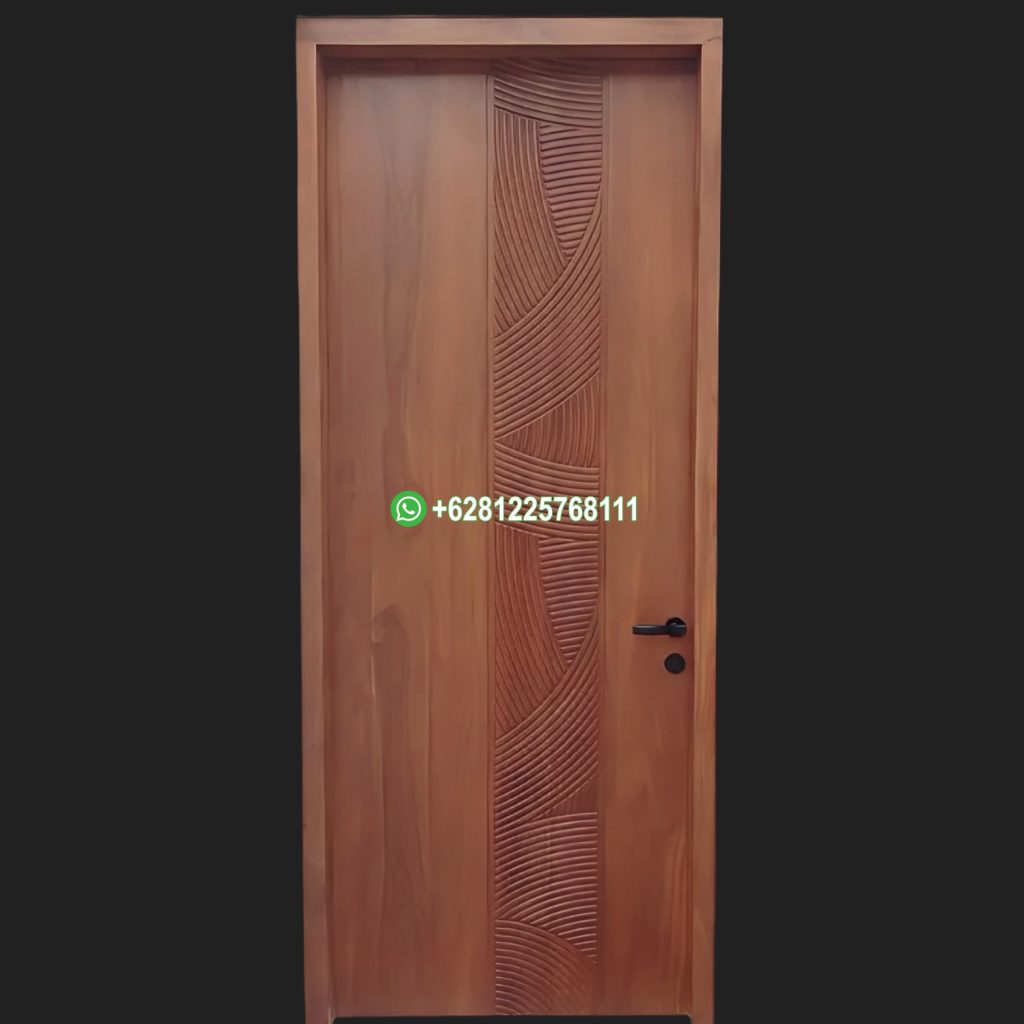 Pintu 1 Daun Kayu Jati Untuk Kamar Model Minimalis Ukir