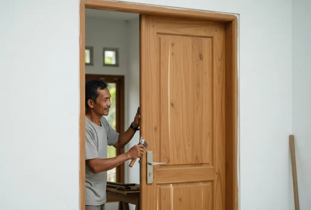 Cara Memasang Pintu Jati Sendiri