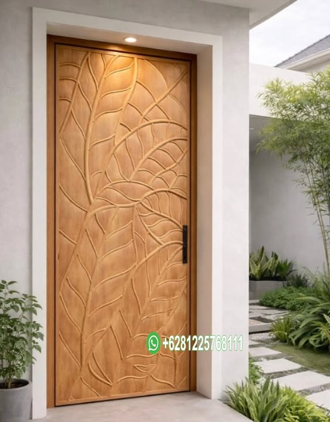 Pintu Utama Kayu Jati Ukir Minimalis