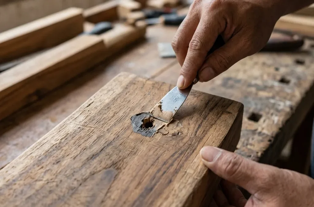 Cara Menambal Lubang Kecil di Kayu Jati